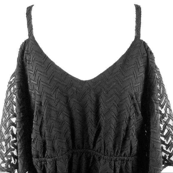 Torrid Plus Size Black Textured Off Shoulder Dress - Picture 5 of 8